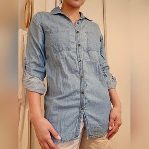 Fulltilt Size Small Women's Blue Denim Long Sleeve Cotton